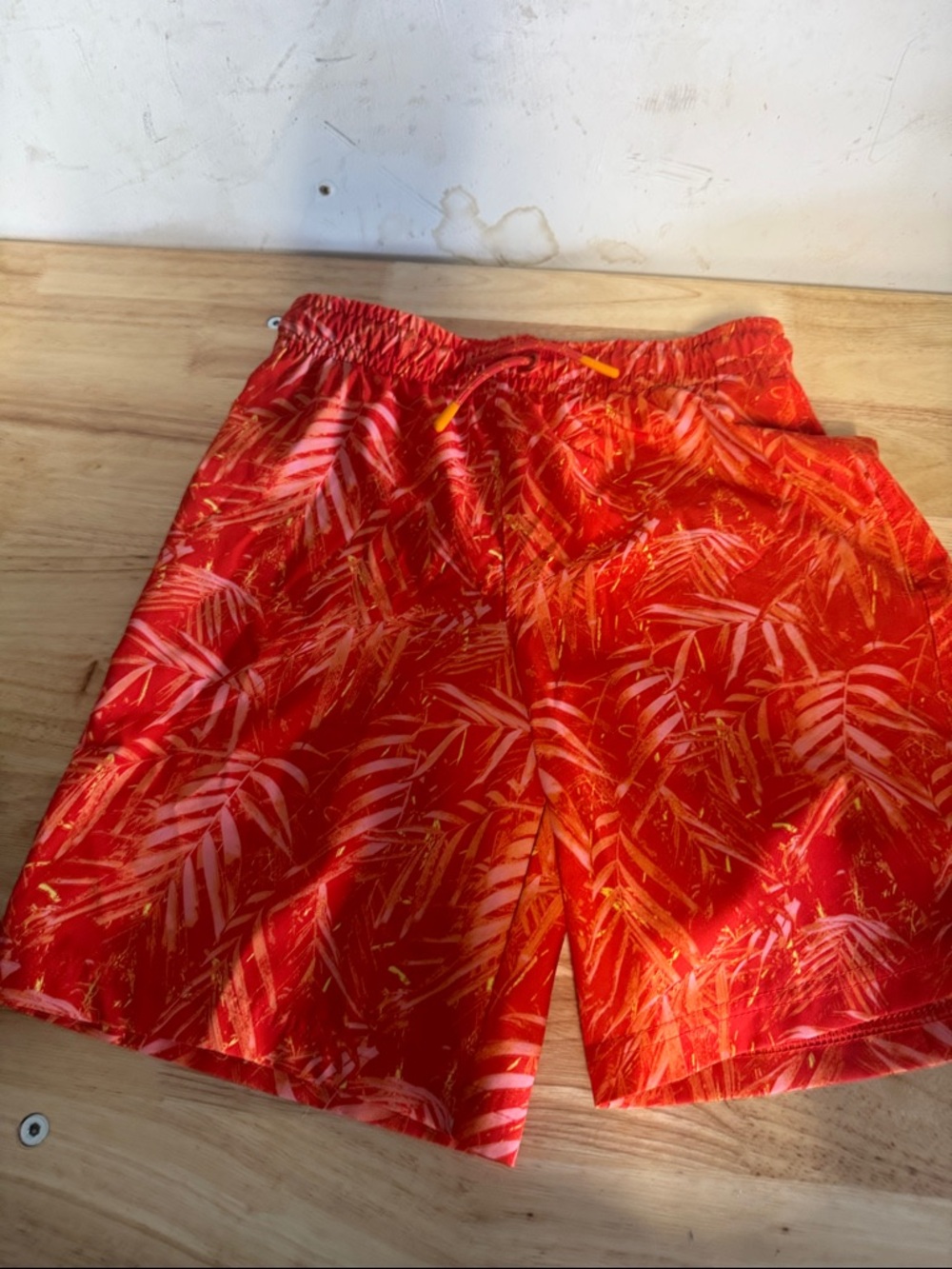 all in motion Red Tropical Leaf Print Casual Shorts